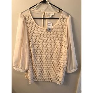 Plus size Woven detailed Top w loose chiffon arms